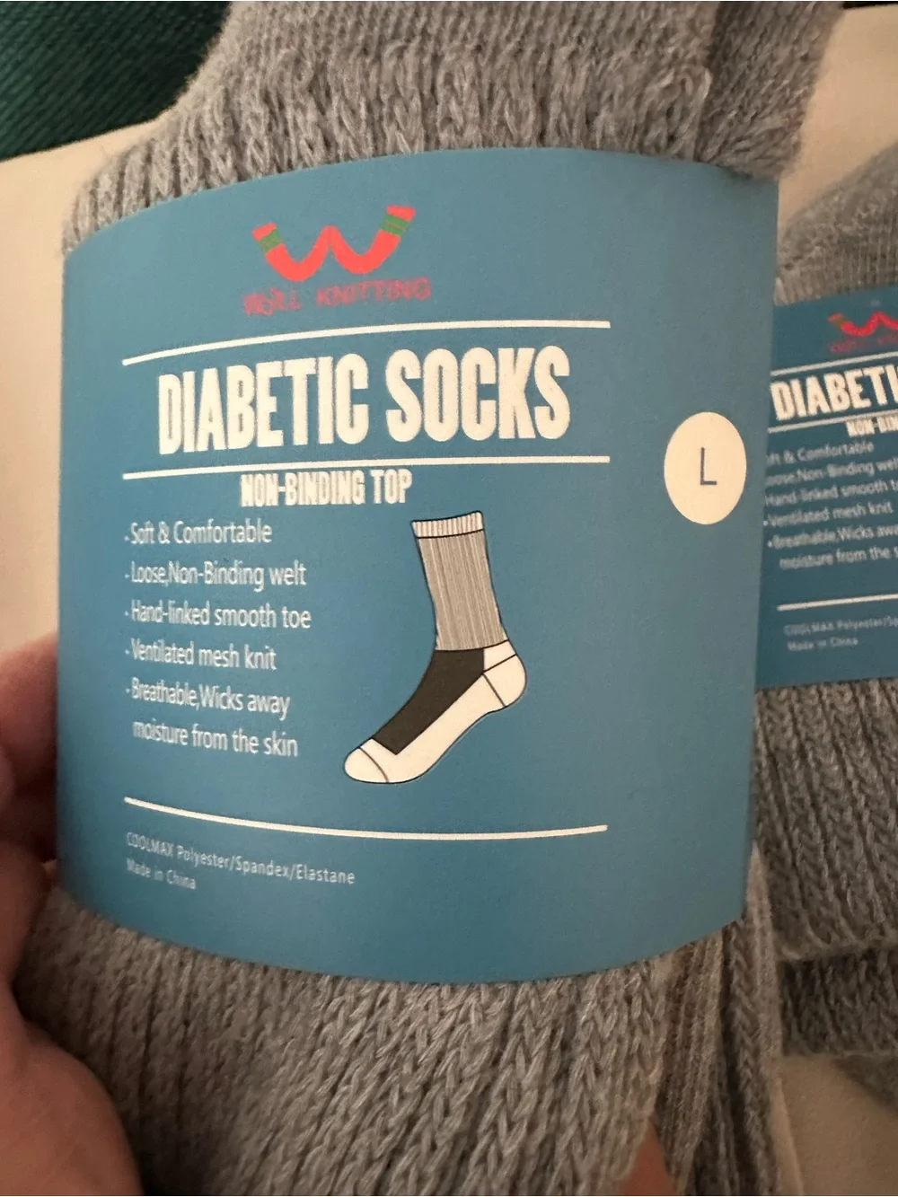 Diabetic Socks - Men's or Women’s Grey Non-Binding Comfort Crew Socks